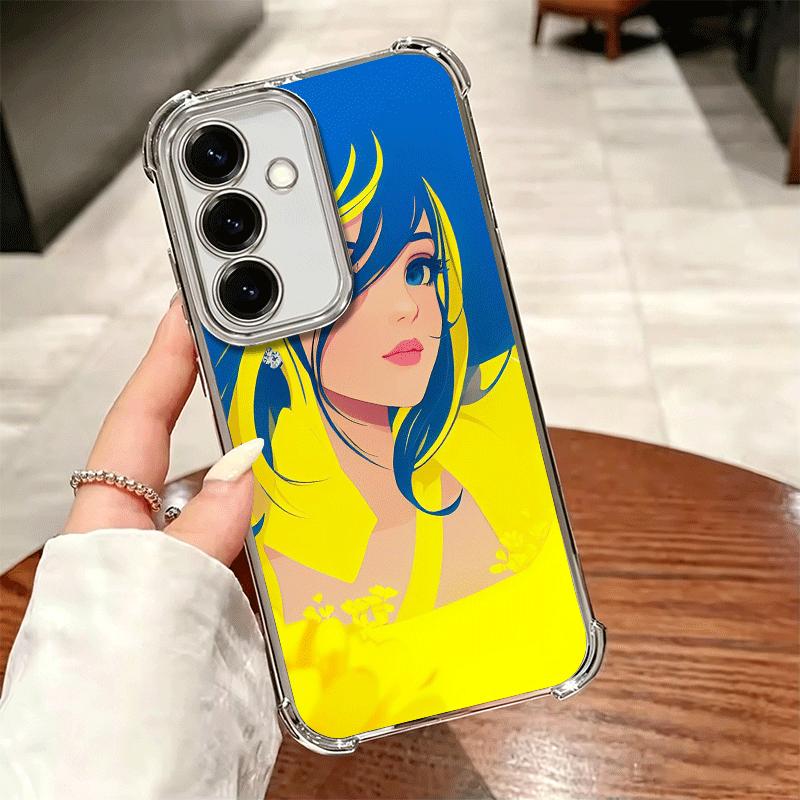 Blue Yellow Ukrainian Girl Plating Phone Case For Samsung A17 A07 A37 A57 A16 A56 A15 A55 A14 A54 A13 A53 A26 A36 A25 A35 A24 A3