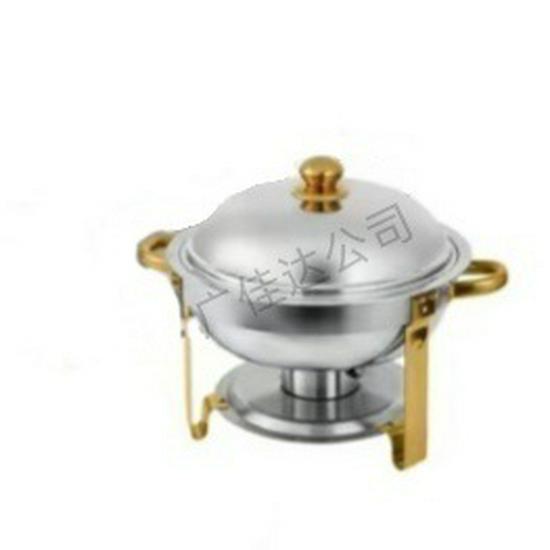 Gold Round Stainless Steel Folding Chafing Dish Set with Folding Frame