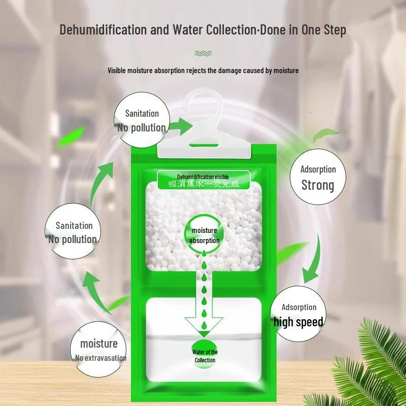 Dehumidifying Bag: Moisture & Mildew-Proof Hangable Absorber for Dorm Rooms, Wardrobes, and Bathrooms.