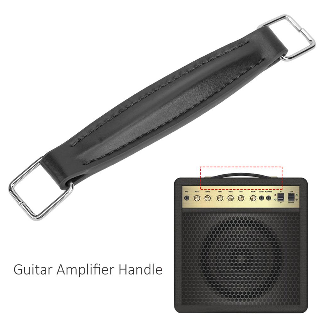 Mâner Amplificator Chitară Piele PU Armătură Internă Oțel Accesorii Difuzor Negru