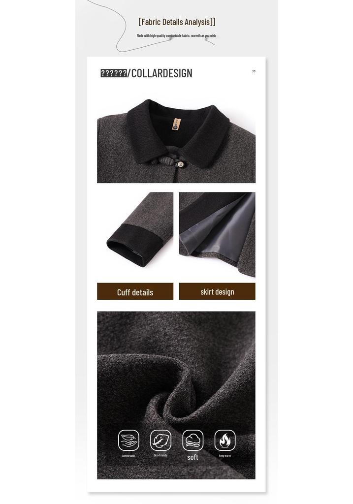 Elegant Woolen Lapel Jacket for Middle-Aged Mothers - Spring/Autumn Fashion Top