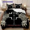Metal Wings Cross Symbolism Bedding (1 * Duvet Cover + 2 * Pillowcase, Without Core) 2D Flat Duvet Cover and Pillowcase Bedding Set