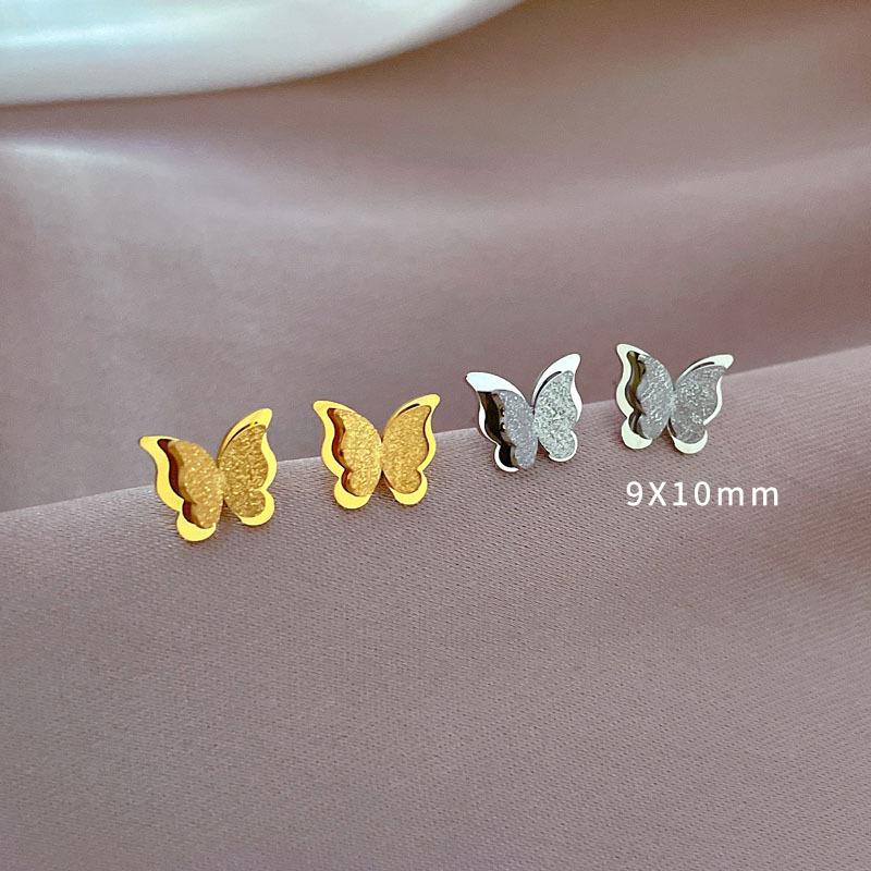 Butterfly Gold Foil Minimalist Stud Earrings Cold Men'S And Women'S Earrings Personality Temperament Banquet Earrings