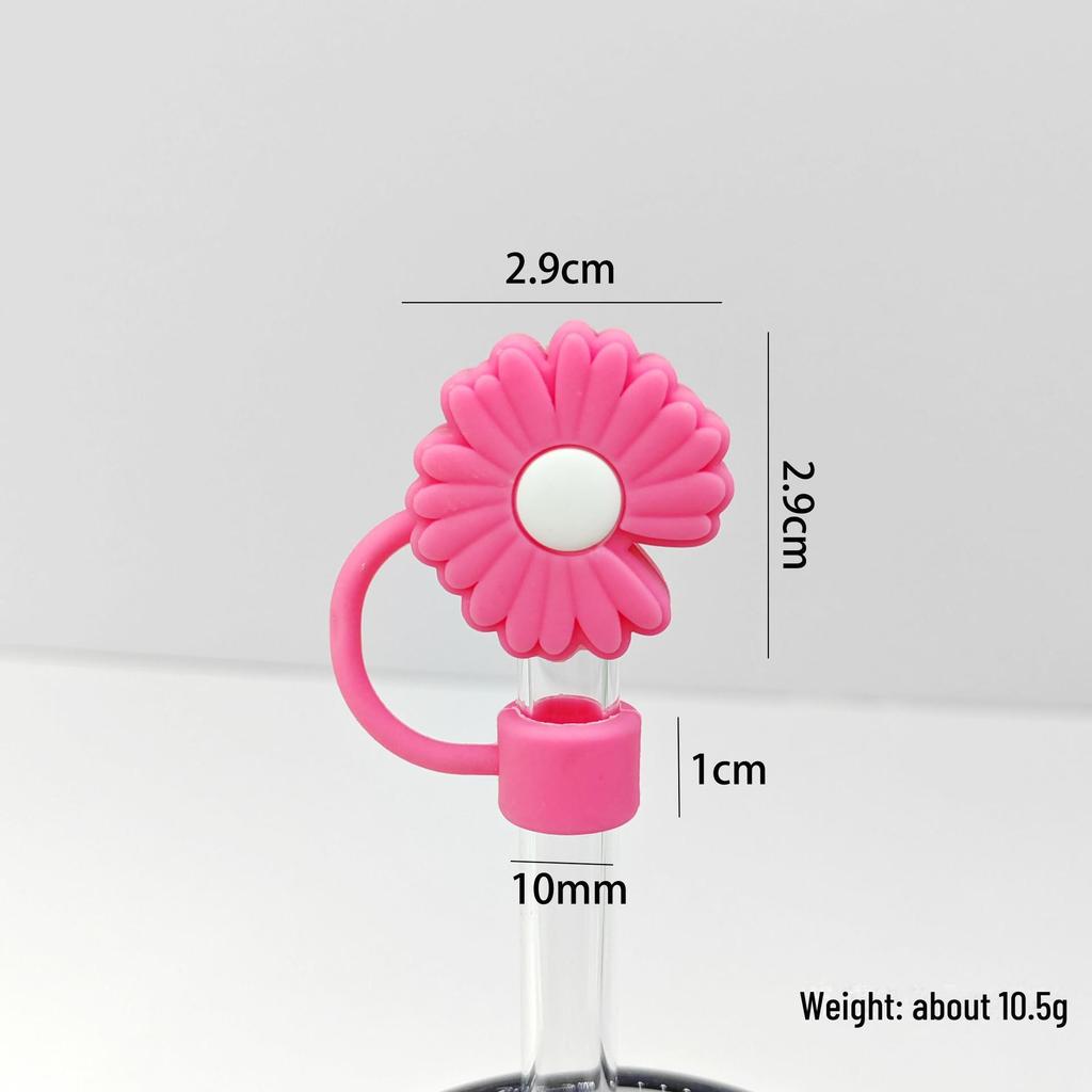 Daisy Straw Cap - 10mm Stanley Cover, Reusable Chrysanthemum Design