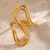 Stainless Steel Line Design Women's Rings 18K Gold Plated Gold S Shape Rings Waterproof Jewelry for Daily Wear