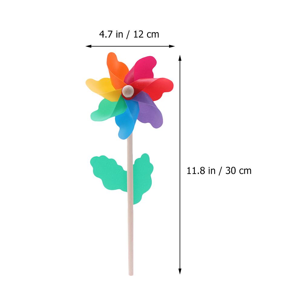 12 Pcs Colorful Windmill Toy Kids Pinwheels Handheld Garden Decorative Stakes Wind Spinners Outdoor Garden Supplies