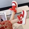 Romantic red Xiuhe high-heeled wedding shoes 2025 new thick-soled inner height increase of 9CM comfortable leather casual board shoes