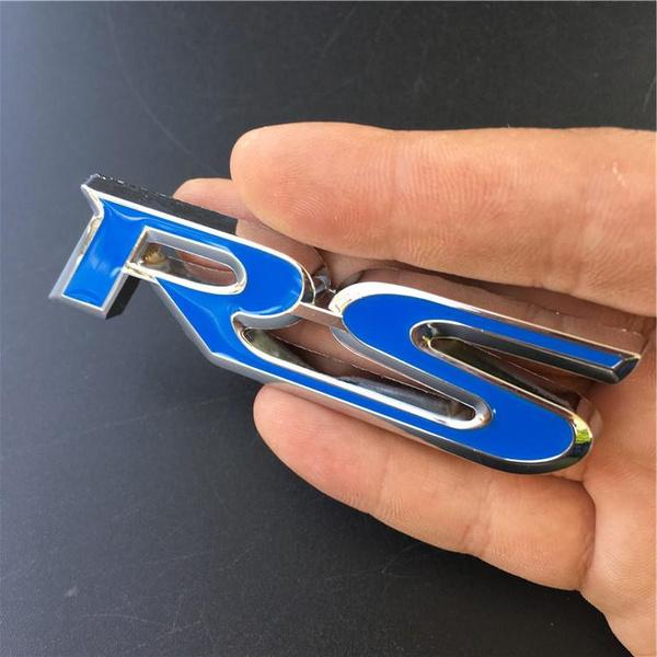 1 Pc 3D Metal RS Logo Car Emblem Rear Trunk Sticker Grille Badge Sport Version Modification