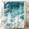 Ocean Wave Shower Curtain Blue Sea Beach Bathroom Decor Waterproof Fabric Liner Backdrop