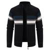Men's Striped Knitted Cardigan Zip Up Stand Collar Sweater Jacket Casual Fashion Color Block Knit Coat Winter Warm Outerwear for Daily Business Office