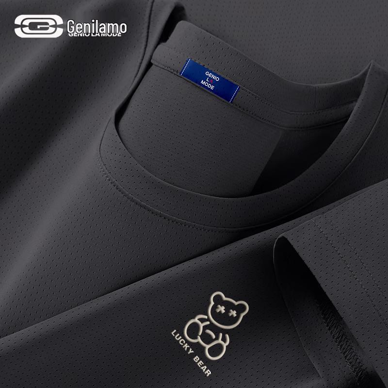 GENIOLAMODE Men s Cooling Ice Silk Mesh Quick Dry T-Shirt L