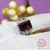 Red AAA Cubic Zircon Rings for Women Genuine  Stamp Silver Color Crystal Filled Bague Femme Luxury Hollow Out Ring