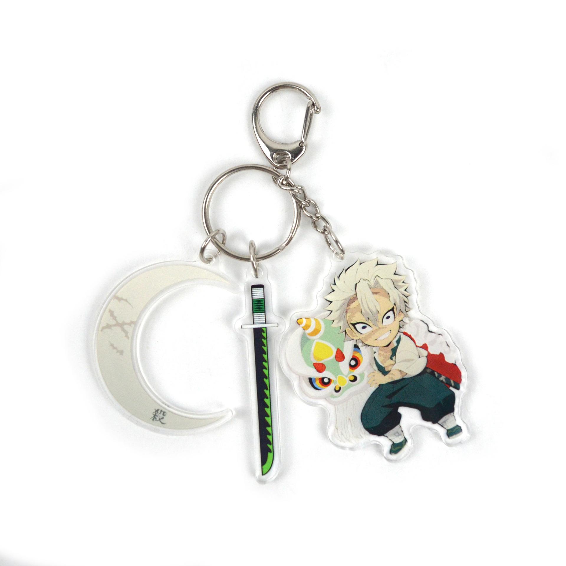 Demon Slayer Kamado Tanjirou Kamado Nezuko Agatsuma Zenitsu Figurine Anime Porte-clés Porte-clés Acrylique Pendentif Cadeau Parfait white