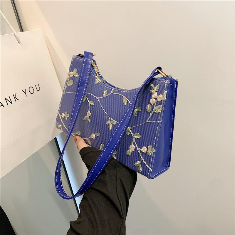 Chic Lace Underarm Bag 2023 Summer Style Korean Lace Single Shoulder Bag синий