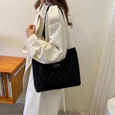 Plaid Large-capacity Bag Women's 2025 New Casual Shoulder Bag Simple Tote Bag
