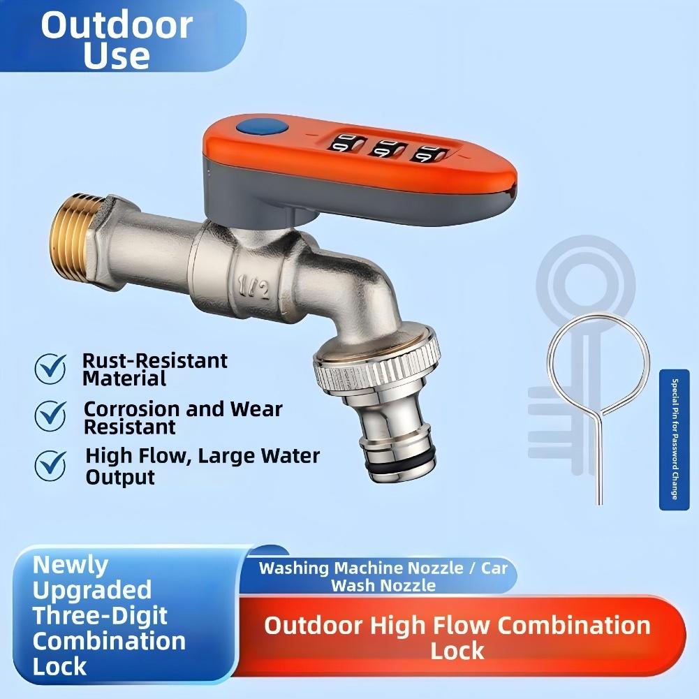 Password Lock Valve Anti-theft Faucet Garden Watering As Shown Password Lock Anti-freezing Design Copper Construction