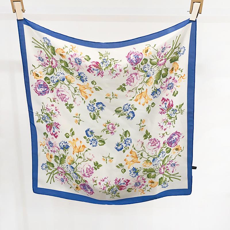 Spring and summer literary and fresh printing imitation silk scarf women's neck decorative neck protection scarf high-end shawl scarf