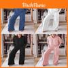 Relaxed Women Sweater And Wide Leg Pants Set With Ribbed Detail For Casual Fall Wear