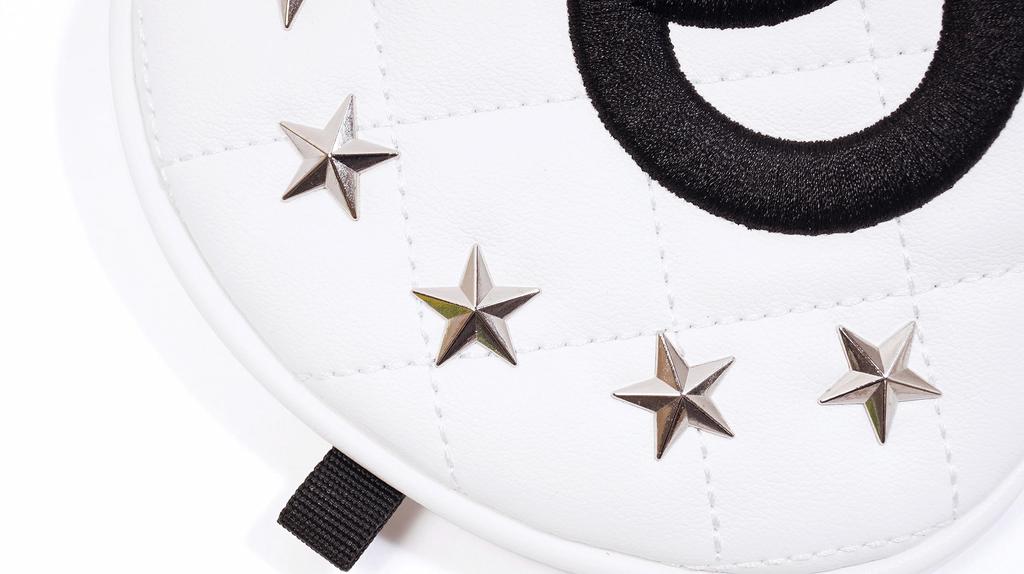 ComoCome Set of Headcovers Smiley 2 Fairway and 2 Utilities 5-Piece (Crown Face) - Driver, Woods, (Quilted White)