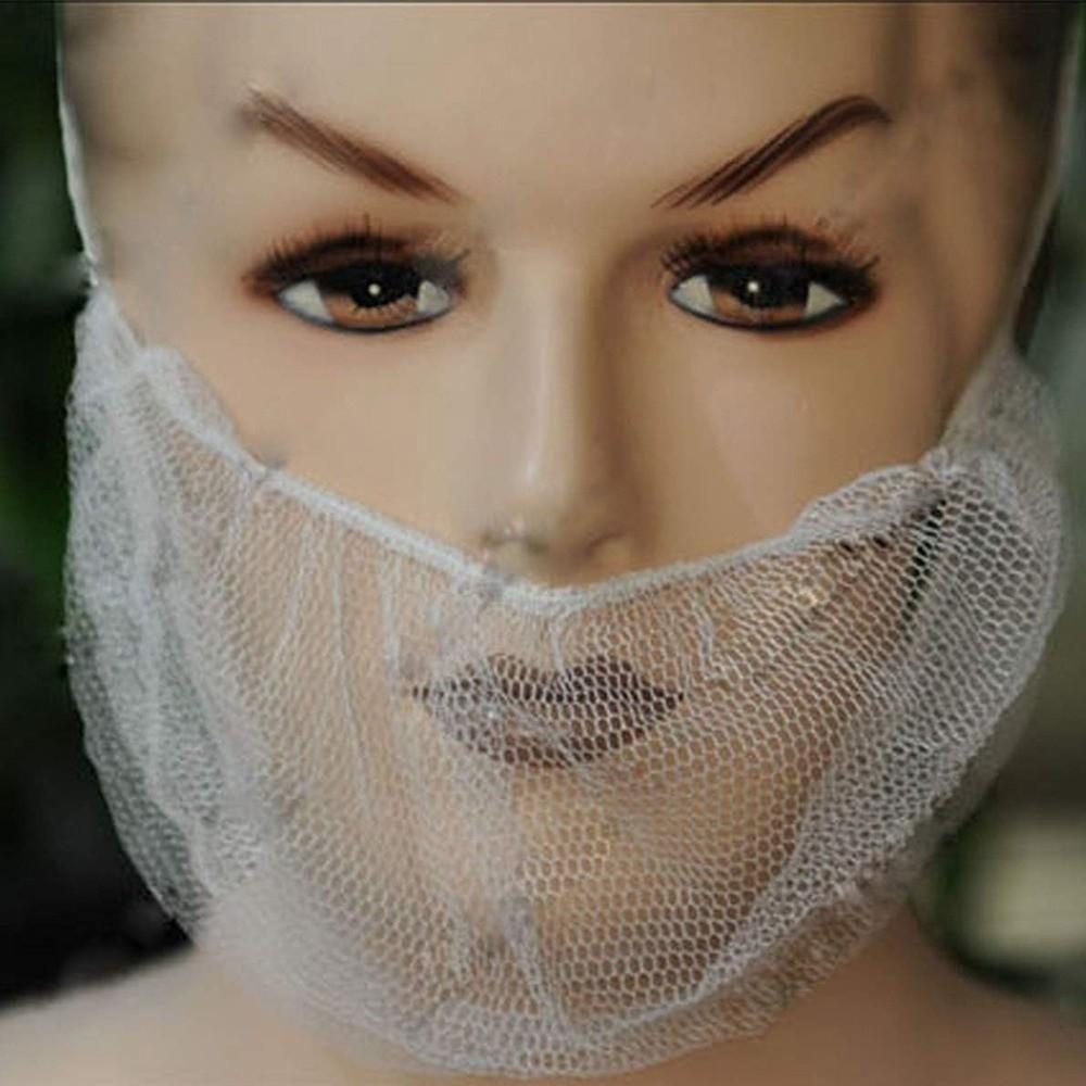 100Pcs Disposable Facial Beard Bib Bonnet Breathable Beard Turban Facial Apron Caps  for Men