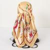 Printed Satin Silk Imitation Scarf Women Flowered Branches Floral Fresh Pashmina Shawls Silk Wraps Ladies Hijab Scarves 90X90Cm