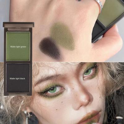 Palette di ombretti opachi 2 colori nero lucido verde blu ombretto duraturo naturale illumina gli occhi pigmenti per il trucco cosmetico coreano