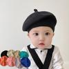 Knit Baby Beret Hat Vintage Winter Warm Beanie Cap for Infant Girls Boys Casual Toddler Artist Painter Caps Hat for Spring Fall