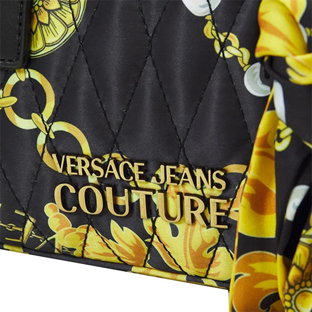 Versace Jeans Couture Baroque Pattern Logo Zipper Tote Bag Women Tote Bags Black 75VA4BALZS804G89