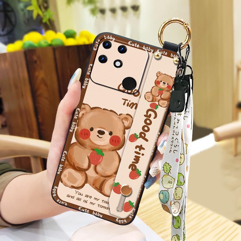 Durable Anti-knock Phone Case For OPPO Realme Narzo 50A Silicone Shockproof Back Cover Cute Lanyard Anti-dust Waterproof