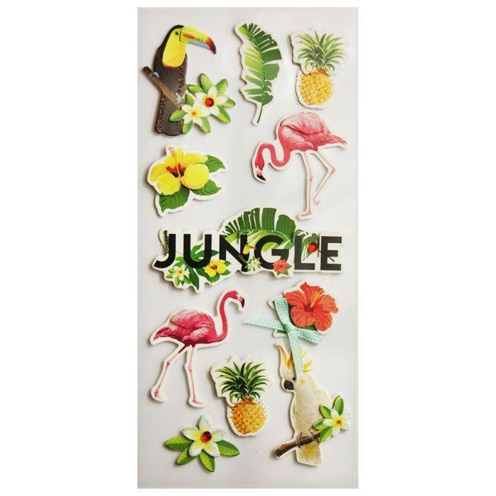 Glitter Embossed Stickers - Tropical