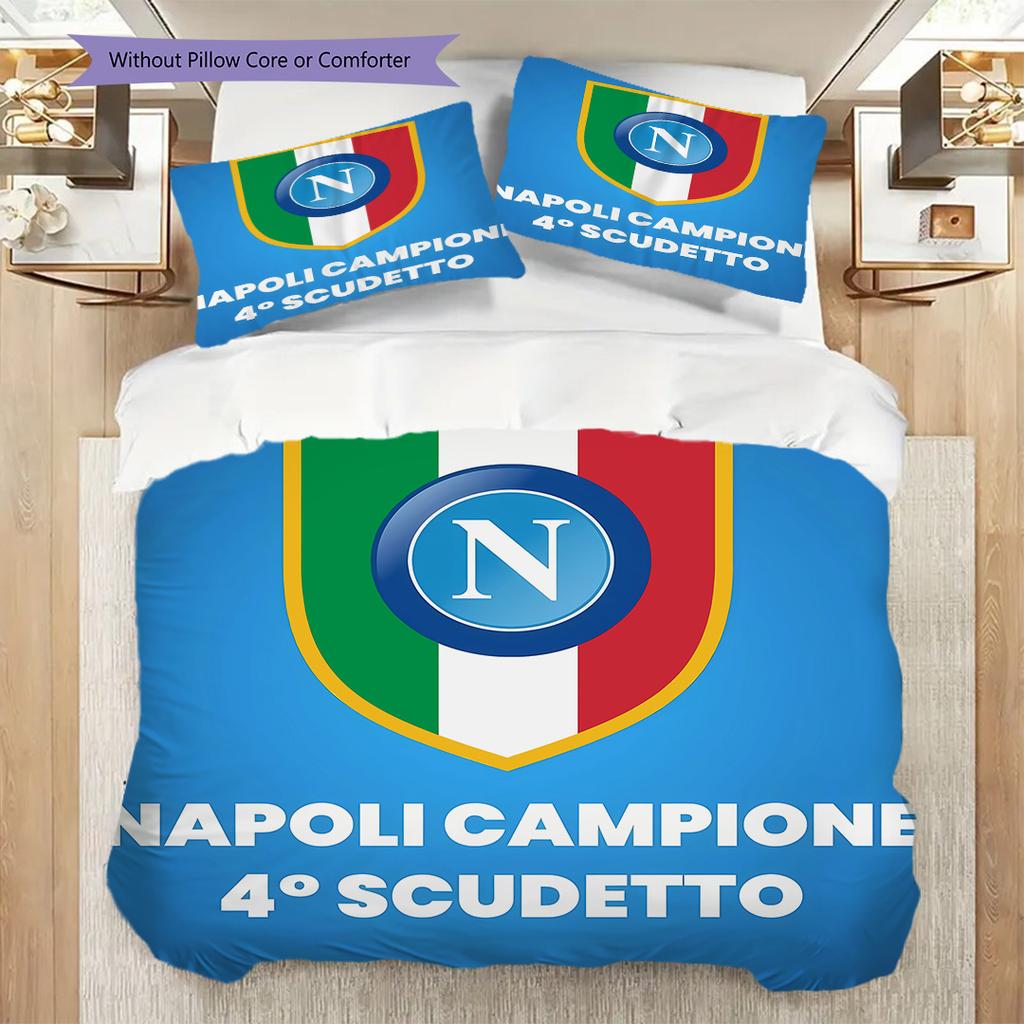 SSC Napoli Muster Bettwäsche Steppdecke Set Bettbezug Kissenbezug Heimdekoration Geburtstagsgeschenk (1 Bettbezug + 2 Kissenbezüge, ohne Füllung)