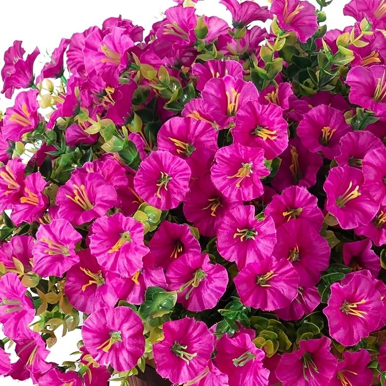 12 Bundles Faux Morning Glory - Realistic UV Resistant Artificial Flowers for Outdoor Decor, All-Season Home Decoration, Front Door Decor