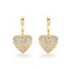 Zircon-Inlaid Love Peach Heart Earrings For Women, Fashionable Temperament Yellow-Gold Jewelry, Popular Daily Elegance