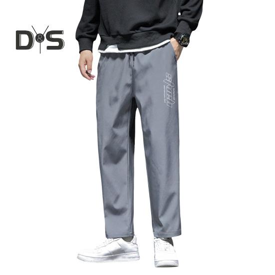 

Мужские брюки весна-осень с боковыми карманами, эластичный пояс на шнурке, широкие тонкие брюки, однотонные свободные спортивные брюки в уличном стиле для повседневной работы XL темно-серого