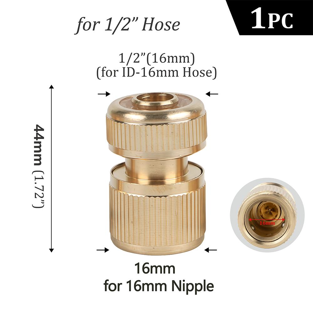 Brass Garden Hose Quick Connector Water Pipe Tap Adaptor Fitting for 1/2"3/4"3/8"1/4" Irrigation Tube Water Stop Repair Joints