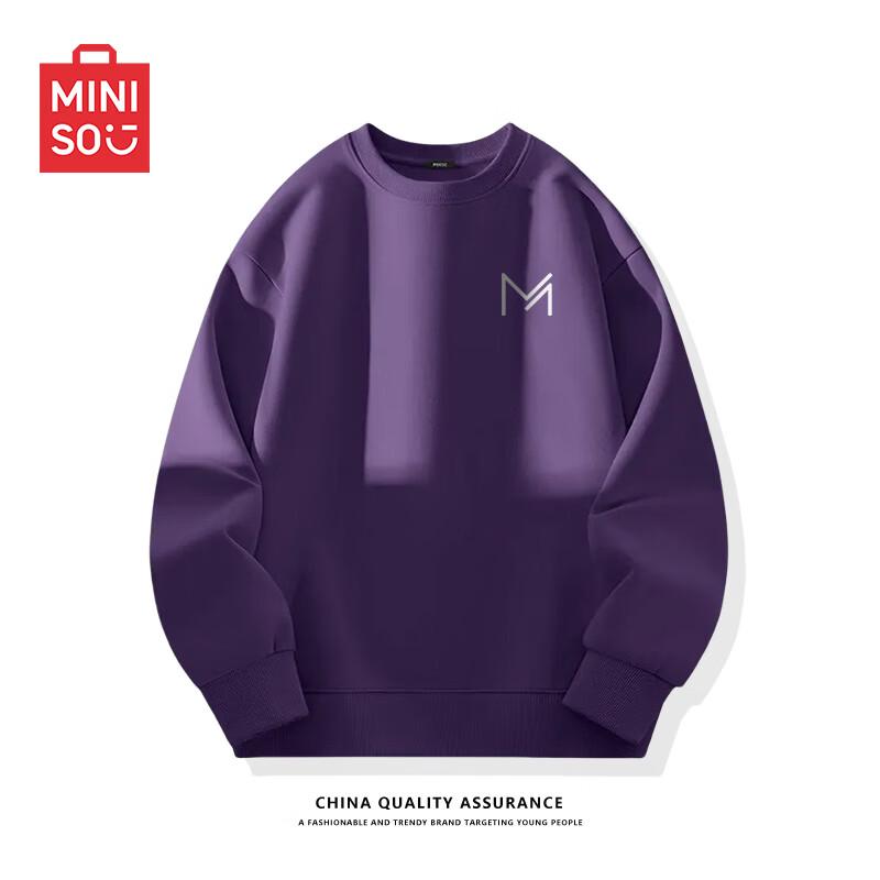 

MINISO Men s Heavyweight Letter Print Crewneck Sweatshirt M