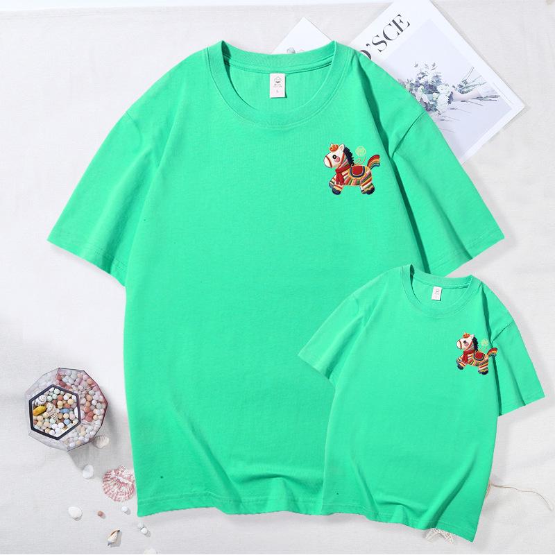 Year of the Horse Red Zodiac Matching Family T-Shirt - Festive New Year Short Sleeve for Three or Four 130 cm мятный зеленый 990₽