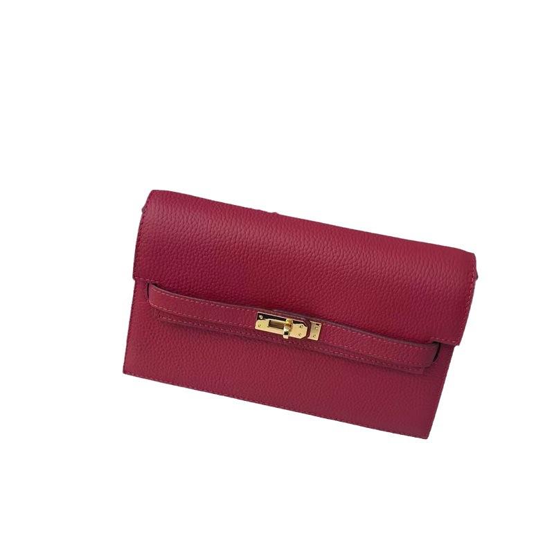 New lychee pattern leather half cover hand grab bag genuine leather women's bag single shoulder underarm bag oblique span bag wholesale