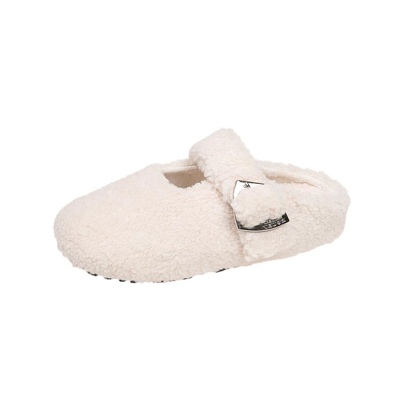 

Baotou lazy velvet casual thick-soled half-slippers women s 2025 autumn new gentle outer wear warm cotton slippers 35