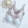 Spring and Summer New French Silk Underwear, Triangle Cup Thin Bra, Seamless Chest Pad Mulberry Silk Bra