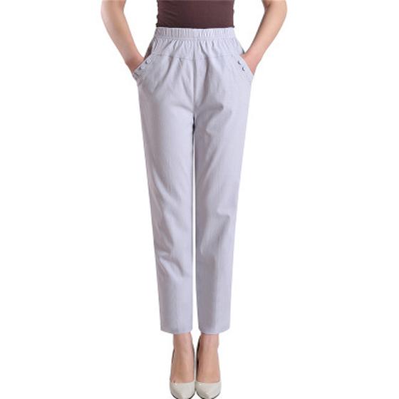 Nadměrná velikost Dlouhé kalhoty s vysokým pasem Ženy Rovné Kalhoty Povlečení Pantalon Work Office Ladies