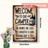 Vintage Camping Van Metal Sign Welcome To Our Camper Rustic Wall Decor Outdoor RV Summer 8x12 Inch