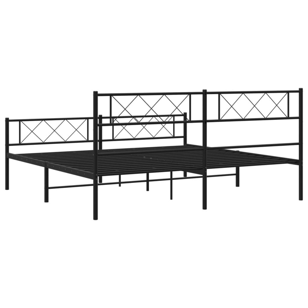 Metal Bed Frame Without Mattress Black 180 X 200 Cm