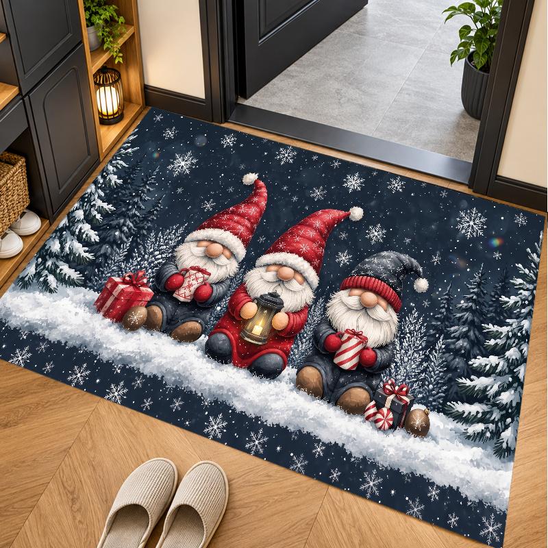 Christmas Theme Floor Carpet, Soft Area Rug, Xmas Indoor Home Holiday Decoration