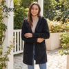 Warm Women Coat Hooded Fleece Jacket, Long Sleeve Zip-Up Casual Comfortable Fall Apparel Coat, Solid Color Thermal Outerwear for Winter Jacket