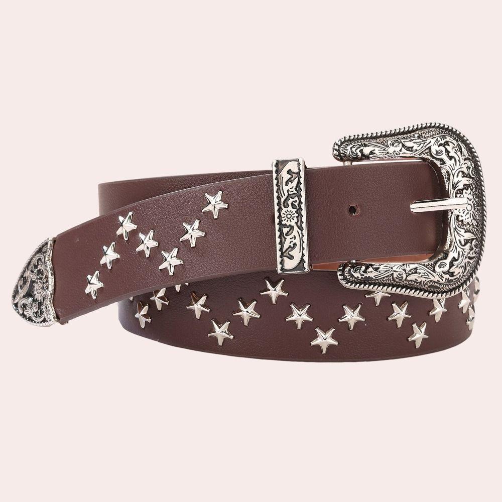 Jeans Decor Y2K Wide Belt Retro PU Leather Waistbands Vintage Star Rivet Waist Belt  Summer
