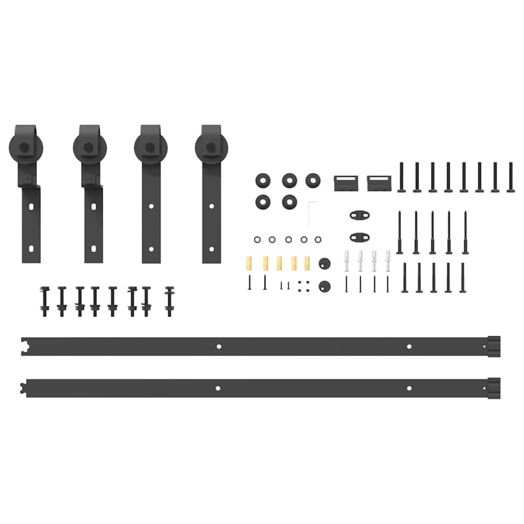 Sliding Door Hardware Kit 200 Cm Steel Black