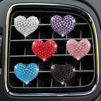 Car Air Outlet Aromatherapy Clip Creative Diamond Heart Car Air Conditioning Decoration Clip Water Diamond Car Interior