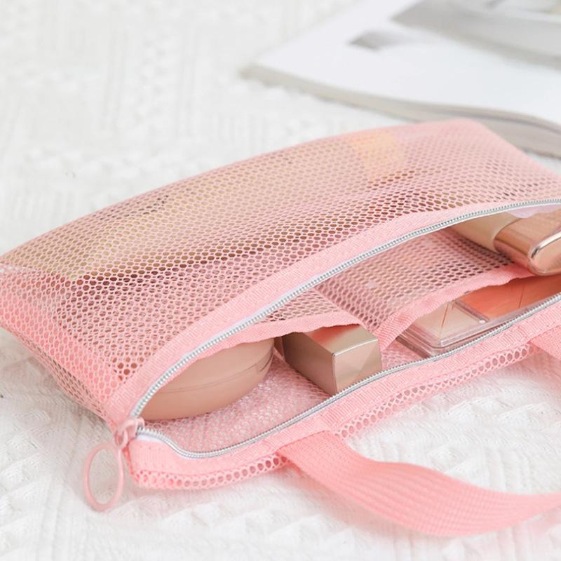 Rosa Netz Multi-Taschen Mini Kosmetiktasche Schwimmtasche Tragbare Reise-Aufbewahrungstasche Tragbare Badezimmer-Taschen Strandtaschen Ein Pack