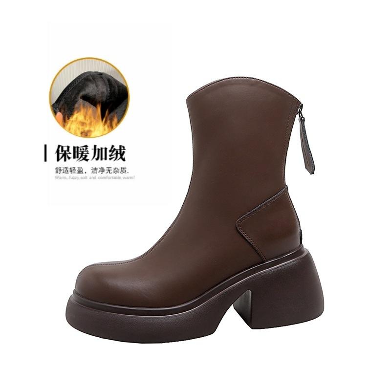 

Ботинки Мартина на толстой подошве, короткие ботинки, новые осенне-зимние женские ботинки на высоком каблуке с V-образным вырезом, маффин, на небольшом толстом каблуке, эластичные ботинки, делающие ноги стройными 39